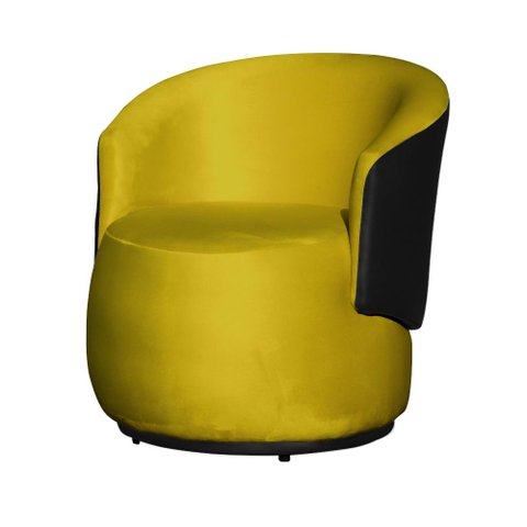 Poltrona Organica Recepção para Sala Aisha Corano Preto e Veludo Mostarda - Incasa Decor