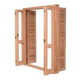 Porta Balcão de Madeira Maciça Pantográfica 2,14x1,40 Cx.14 4folhas - 1