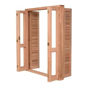 Porta Balcão de Madeira Maciça Pantográfica 2,14x1,40 Cx.14 4folhas