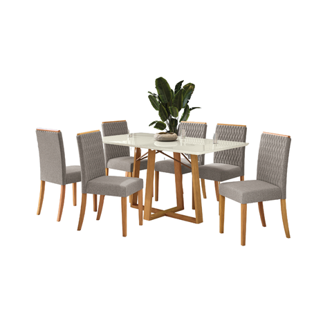 Conjunto Sala de Jantar Madeira Maciça 6 Cadeiras Gelo