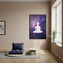 Ver imagem 2 de Quadro Decorativo Silhueta de Buda - Galáxia - 70x50cm:moldura Branca