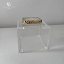 Ver imagem 2 de Porta Objetos de Acrílico e Quartzo Branco com Borda Dourada M