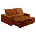 Ver imagem 1 de Sofa Retratil Reclinavel 2 Lugares 2,70m Atlantis Veludo Laranja Lansofbr