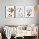 Ver imagem 3 de Kit 3 Quadros Decorativos Infantil - Dino e Baloes NO2 - 30x40 - Moldura Madeira