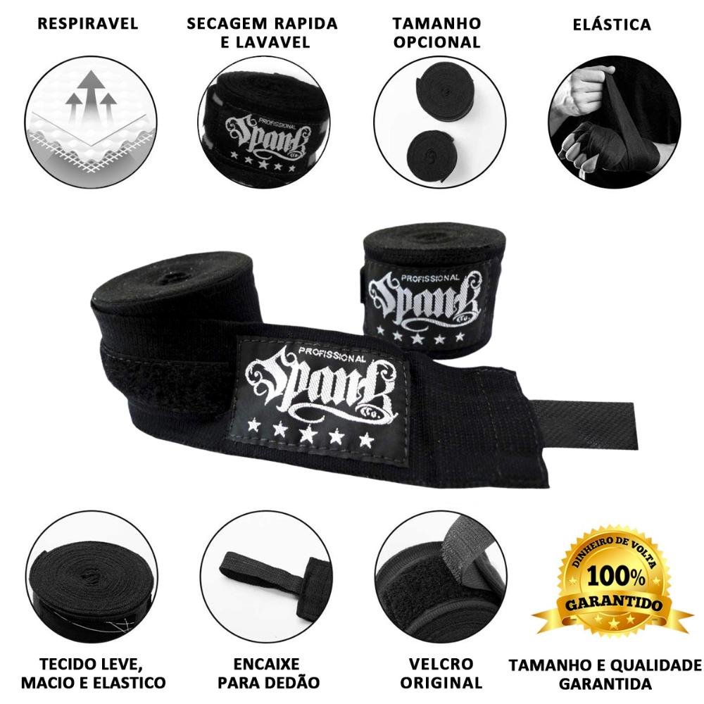 Kit Boxe Kickboxing Spank Luva Bandagem Bucal Bolsa - 12oz - 16