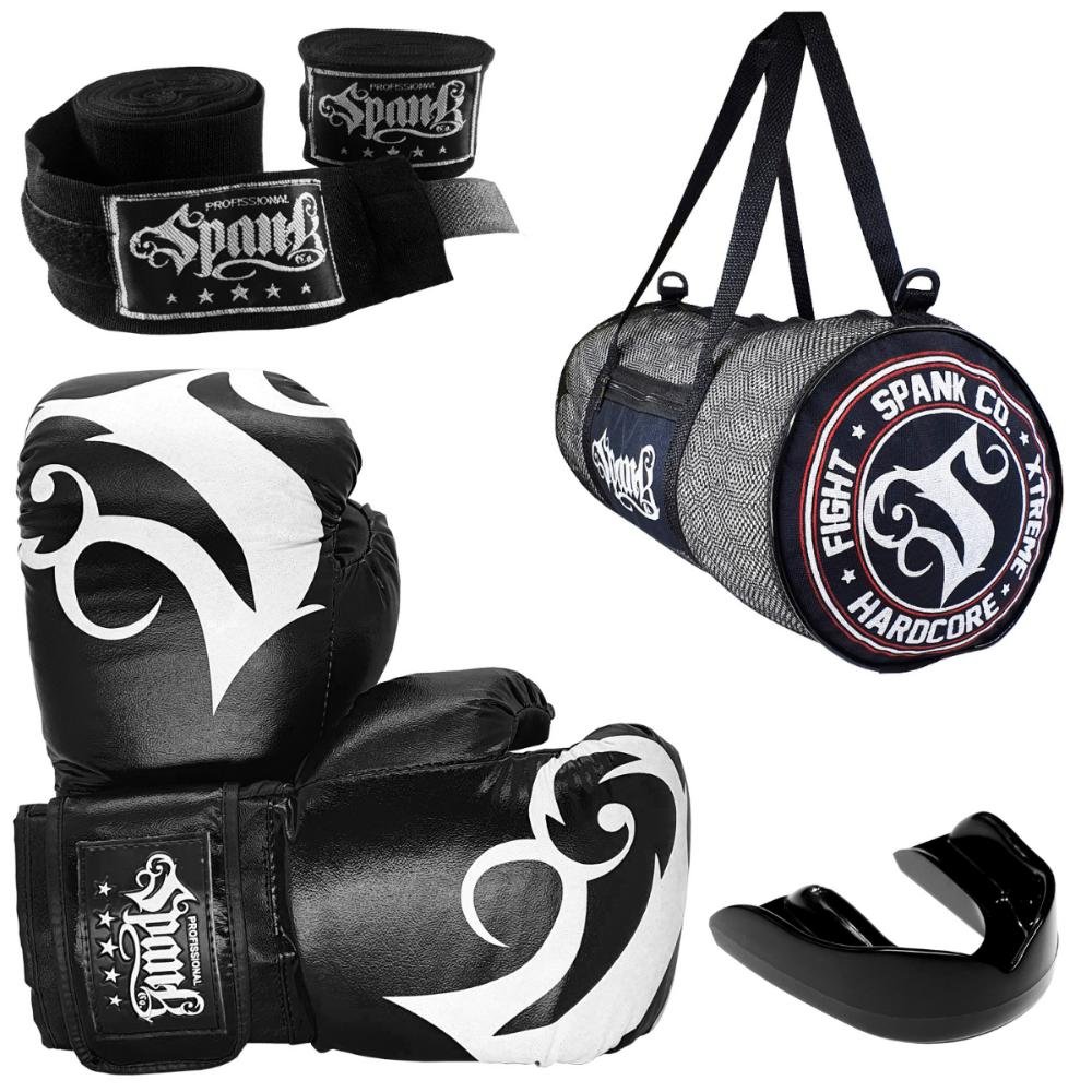 Kit Boxe Kickboxing Spank Luva Bandagem Bucal Bolsa - 12oz - 10