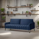 Ver imagem 1 de Sofá Living 2,20mt - Elegância - Tecido Veludo - Pé de Ferro:azul