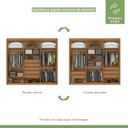 Ver imagem 7 de Kit 2 Peças com Guarda-Roupa 6 Portas e Cômoda 8 Gavetas Áries Marrom Amêndoa Clean
