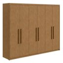 Ver imagem 4 de Kit 2 Peças com Guarda-Roupa 6 Portas e Cômoda 8 Gavetas Áries Marrom Amêndoa Clean
