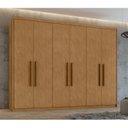 Ver imagem 2 de Kit 2 Peças com Guarda-Roupa 6 Portas e Cômoda 8 Gavetas Áries Marrom Amêndoa Clean