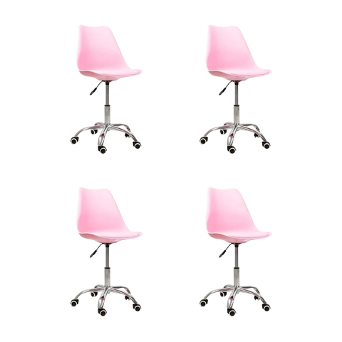 Cadeira Office Base Cromada Oficial com Rodízio Giratória Saarinen - Rosa - 4