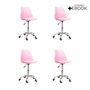 Ver imagem 2 de Cadeira Office Base Cromada Oficial com Rodízio Giratória Saarinen - Rosa - 4