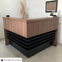 Ver mais imagens de Mesa Balcao Recepcao 148x148 cm e Armário com Nicho 173x90 cm Nogal Preto Artany