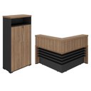 Ver imagem 1 de Mesa Balcao Recepcao 148x148 cm e Armário com Nicho 173x90 cm Nogal Preto Artany