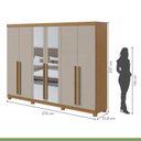 Ver imagem 5 de Conjunto de Guarda-Roupa Casal com Espelho e Pés e Cômoda Bertha e da Vinci Marrom Amêndoa Clean/Off White