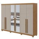 Ver imagem 4 de Conjunto de Guarda-Roupa Casal com Espelho e Pés e Cômoda Bertha e da Vinci Marrom Amêndoa Clean/Off White