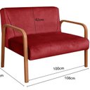 Ver imagem 3 de Namoradeira Anita Sofá 2 Lugares Moderna Braço Madeira Vermelho Suede Bordô 110