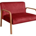 Ver imagem 2 de Namoradeira Anita Sofá 2 Lugares Moderna Braço Madeira Vermelho Suede Bordô 110