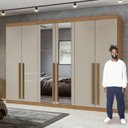 Ver imagem 6 de Conjunto de Guarda-Roupa Casal com Espelho e Cômoda Bertha e da Vinci Marrom Amêndoa Clean/Off White