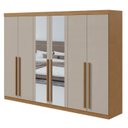 Ver imagem 4 de Conjunto de Guarda-Roupa Casal com Espelho e Cômoda Bertha e da Vinci Marrom Amêndoa Clean/Off White