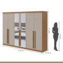 Ver imagem 5 de Conjunto de Guarda-Roupa Casal com Espelho e Cômoda Bertha e da Vinci Marrom Amêndoa Clean/Off White