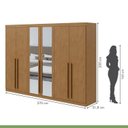 Ver imagem 5 de Kit 2 Peças com Guarda-Roupa 6 Portas com Espelho e Cômoda 6 Gavetas Bertha e da Vinci Amêndoa Clean