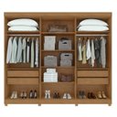 Ver imagem 3 de Kit 2 Peças com Guarda-Roupa 6 Portas com Pés e Cômoda 6 Gavetas Bertha e da Vinci Marrom Amêndoa Clean