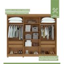Ver imagem 7 de Kit 2 Peças com Guarda-Roupa 6 Portas com Pés e Cômoda 6 Gavetas Bertha e da Vinci Marrom Amêndoa Clean