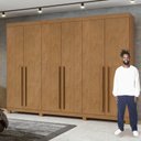 Ver imagem 6 de Kit 2 Peças com Guarda-Roupa 6 Portas com Pés e Cômoda 6 Gavetas Bertha e da Vinci Marrom Amêndoa Clean