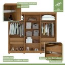 Ver mais imagens de Kit 2 Peças com Guarda-Roupa 6 Portas com Pés e Cômoda 6 Gavetas Bertha e da Vinci Marrom Amêndoa Clean
