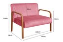 Ver imagem 3 de Namoradeira Anita Sofá 2 Lugares Moderna Braço Madeira Suede Rosa 280