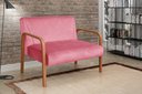 Ver imagem 1 de Namoradeira Anita Sofá 2 Lugares Moderna Braço Madeira Suede Rosa 280