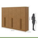 Ver imagem 5 de Kit 2 Peças com Guarda-Roupa 6 Portas e Cômoda 8 Gavetas Bertha e Toronto Marrom Amêndoa Clean