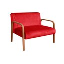 Ver imagem 2 de Namoradeira Anita Sofá 2 Lugares Moderna Braço Madeira Suede Vermelho 100