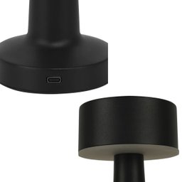 Luminária de Mesa Halter Preta Led 2w 3 Cores Touch sem Fio Recarregável Dimerizável - 4