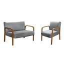 Ver imagem 2 de Conjunto Decorativo Anita Kit Namoradeira + Poltrona Sala, Recepção Cinza 320
