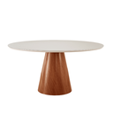 Ver imagem 2 de Conjunto Sala de Jantar Mesa Gênova 130 cm Tampo Redondo Vidro Off White com 6 Cadeiras