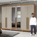 Ver imagem 6 de Conjunto de Guarda-Roupa Casal com Espelho e Pés e Cômoda Bertha e Toronto Marrom Amêndoa Clean/Off White