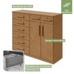 Conjunto de Guarda-roupa 6 Portas com Espelho e Pés Bertha com Cômoda Toronto - 14