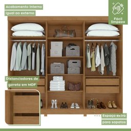 Conjunto de Guarda-roupa 6 Portas com Espelho e Pés Bertha com Cômoda Toronto - 10