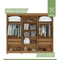 Conjunto de Guarda-roupa 6 Portas com Espelho e Pés Bertha com Cômoda Toronto - 7