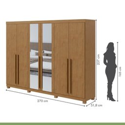 Conjunto de Guarda-roupa 6 Portas com Espelho e Pés Bertha com Cômoda Toronto - 5