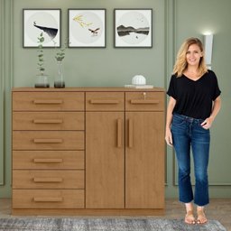 Conjunto de Guarda-roupa 6 Portas com Espelho e Pés Bertha com Cômoda Toronto - 19