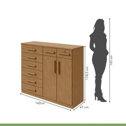 Conjunto de Guarda-roupa 6 Portas com Espelho e Pés Bertha com Cômoda Toronto - 17