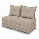 Ver imagem 3 de Puff Cama Dobravel Casal 130cm com Rodizios e Almofadas Cor: Linho Bege