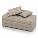 Ver imagem 1 de Puff Cama Dobravel Casal 130cm com Rodizios e Almofadas Cor: Linho Bege