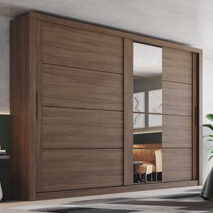 Guarda-roupa Casal 2 Portas Deslizantes 4 Gavetas com Espelho Palace