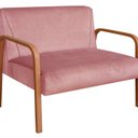 Ver imagem 2 de Namoradeira Anita Sofá 2 Lugares Moderna Braço Madeira Rosa Veludo Rosê 390