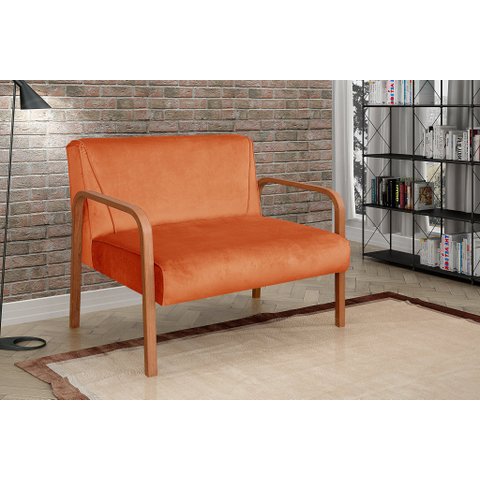 Namoradeira Anita Sofá 2 Lugares Moderna Braço Madeira