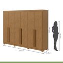 Ver imagem 5 de Kit 2 Peças com Guarda-Roupa 6 Portas com Pés e Cômoda 8 Gavetas Bertha e Toronto Marrom Amêndoa Clean